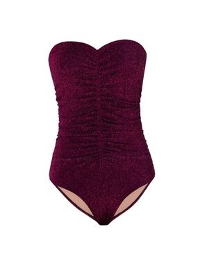 NWT Revolve X PQ Swim Ruched One Piece Swim in Sparkle Garnet